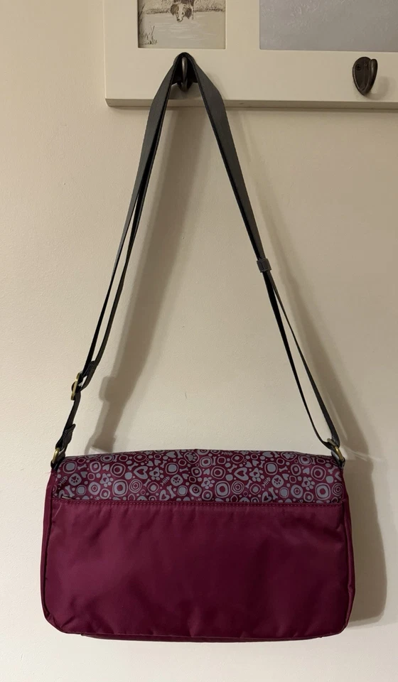 Chala Paw Print Dog Cat  Messenger Bag Burgundy Crossbody RFID Protection Purse - Image 3 of 4