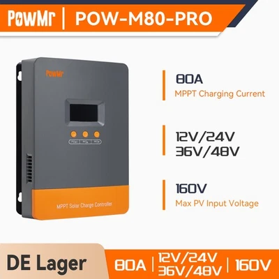 Controlador de carga solar PowMr 80A controlador MPPT fotovoltaico 12V 24V 36V 48V M80 Pro