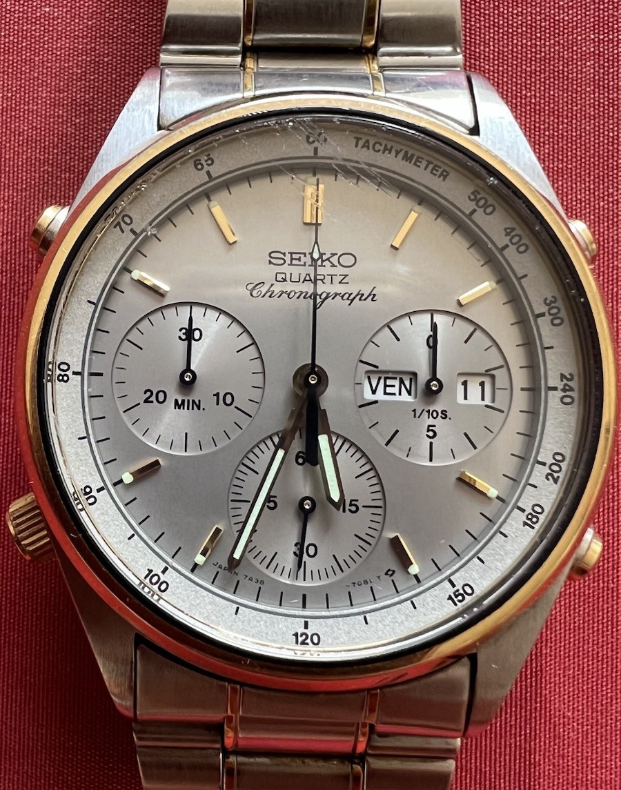 SEIKO CHRONOGRAPH QUARTZ 7A38 7060 VINTAGE WORKING 100% ALL ORIGINAL