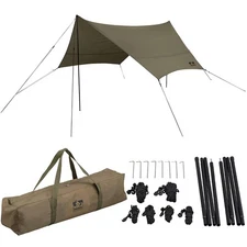 Iris Oyama IRIS OHYAMA Tarp 4.4 x 4.4m Khaki Hexa Tarp Camping Equipment Ou 38