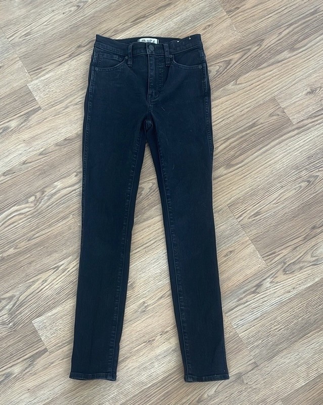 Madewell High-Rise Skinny Jeans Black Denim Button Accents Pockets Women
