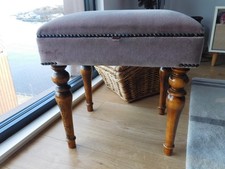 Meads Vintage Pink Upholstered Stool with Storage on 4 Wooden Legs