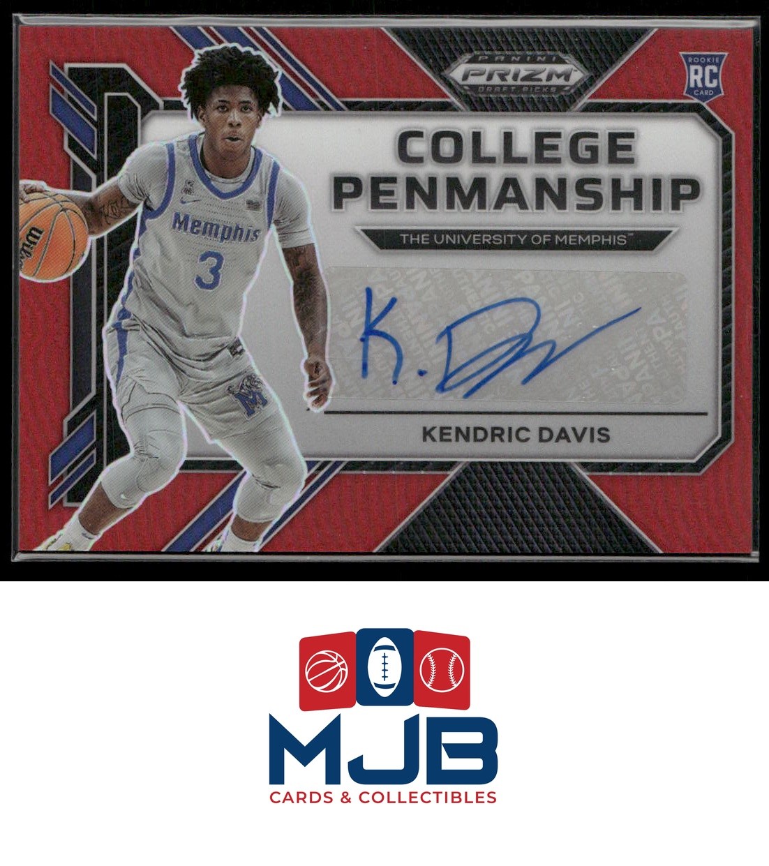 2023 Prizm Draft Picks Kendric Davis College Penmanship Red #/149 Auto #CP-KDV