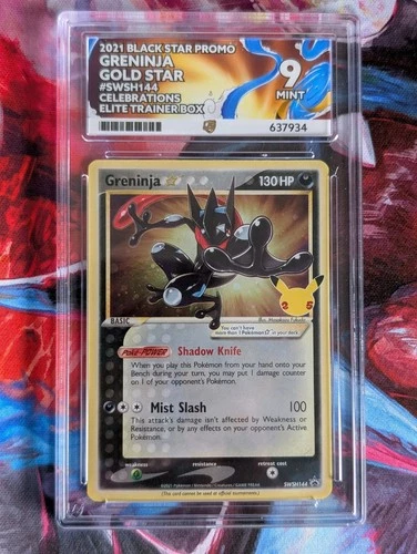 Pokemon Greninja Gold Star SWSH144 ACE 9 Celebrations ETB Promo Black Star
