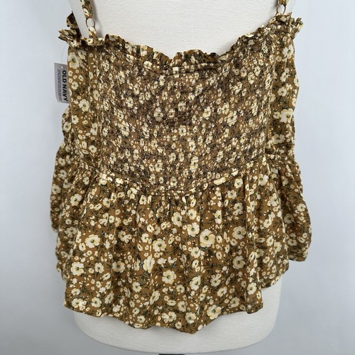 NWT Old Navy Smock Floral Cami Peplum Top Plus 2X 20 22 Yellow Adjustable Straps - Picture 11 of 15