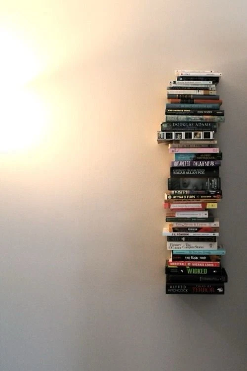 Libreria Verticale Design Plexiglass Trasparente a Parete Mensola Sospesa H100cm - Immagine 4 di 4