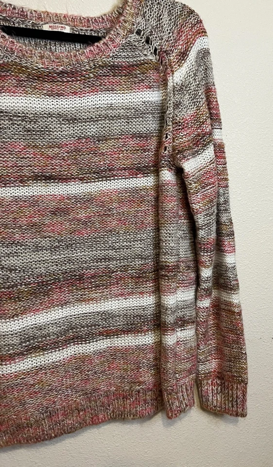 Suéter a rayas rosa y crema Mossimo. Etiqueta de talla no incluida-Ver medidas Foto 4 de 4