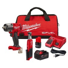 Milwaukee M18 Fuel Mid Torque Impact Wrench M12 Ratchet Combo Kit