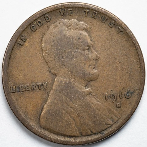 1916-S Lincoln Wheat Penny San Francisco Mint Fine (F)