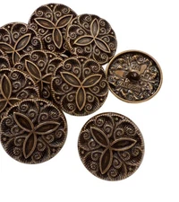 6PC Antiqued Bronze Leave Vines Metal Buttons with Shank 23mm 7/8 Inch