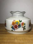 Vintage Milk Glass Hurricane Lamp Shade Floral Ruffle Top 7" Fitter