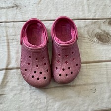 Crocs Pink Glitter Girls J 1 Clogs