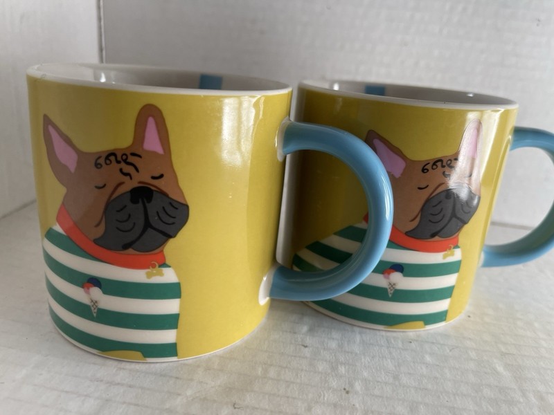 JOULES "SO FETCH" MULTICOLOURED GOLDEN PUG MUG Coffee Mug Two (2)