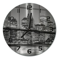 Runde Glasuhr Als Wanduhr Aus Glas Manhattan New York Schwarze Zeiger Fi30 Cm