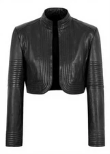 Womens Slim-Fit Jacket Ashley Elegant Look Real Leather Cropped Shrug Bolero