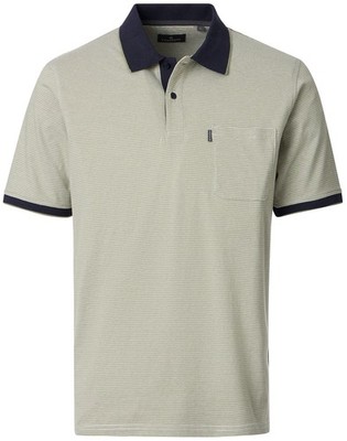 Casa Moda Poloshirt Regular Fit Kontrastkragen Streifen grün