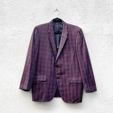 Vintage 60s Men's Aidem  Dess Chicago Red and Black Plaid Blazer Jacket 42S