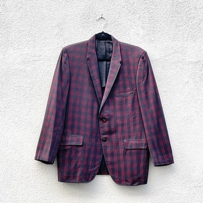 Vintage 60s Men's Aidem & Dess Chicago Red and Black Plaid Blazer Jacket 42S