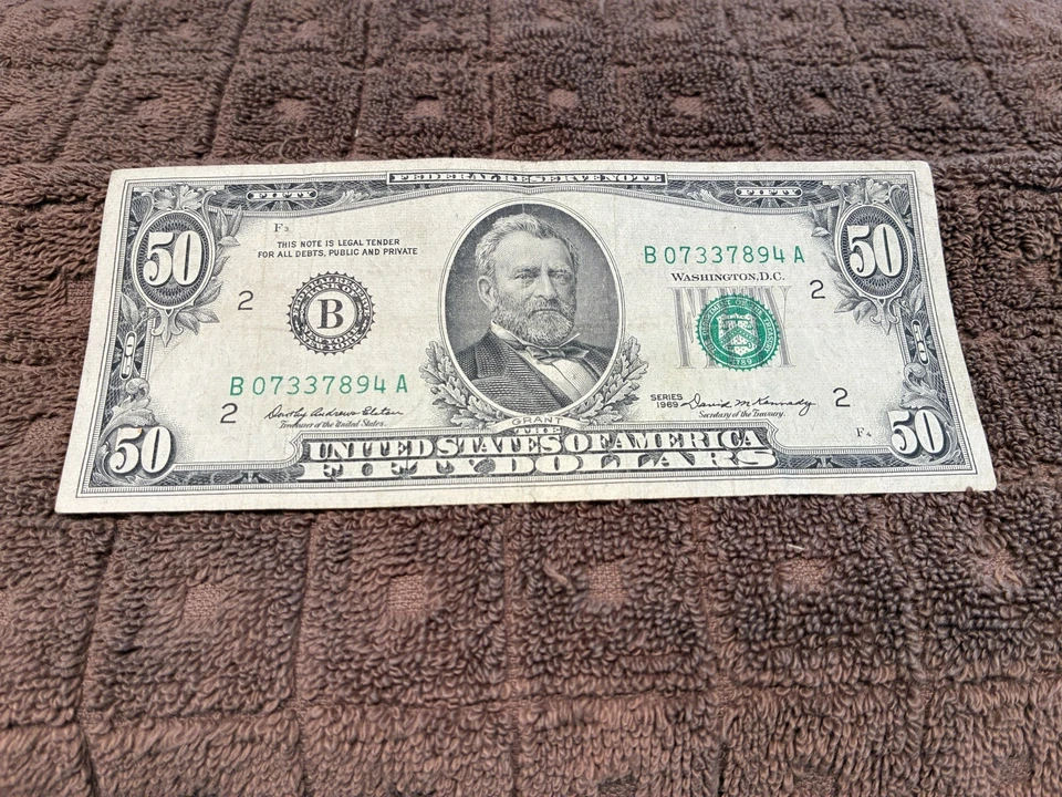 1969 $50 Fifty Dollar Federal Reserve Note New York FRB Kennedy - Image 3 of 4