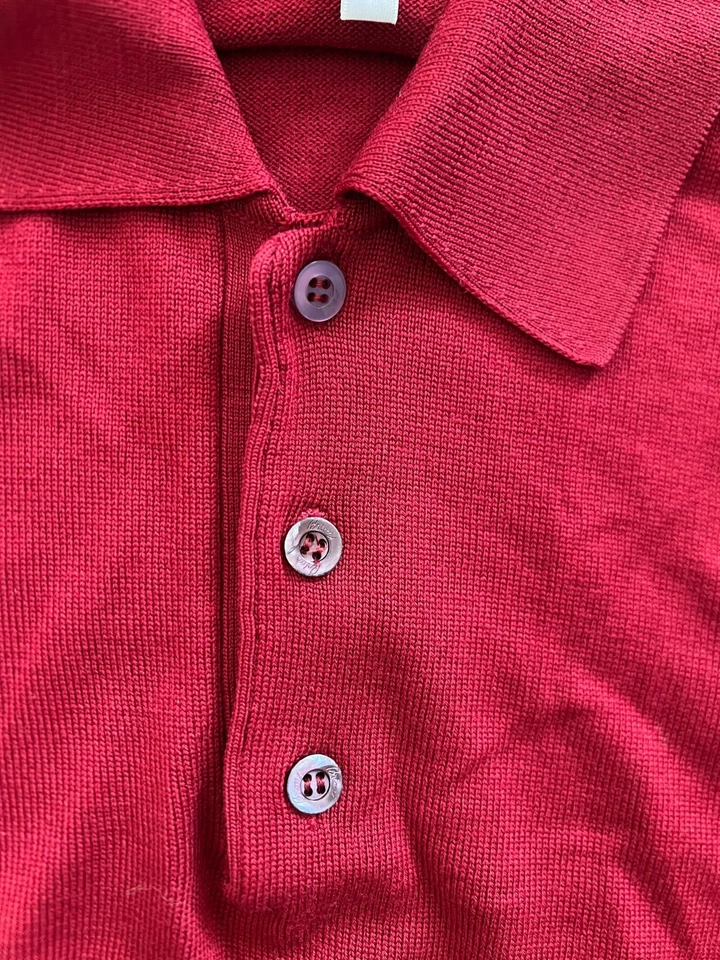 Brioni Red/Maroon Wool Long Sleeve Polo Sweater Jumper Men's Size Medium - Image 2 of 4