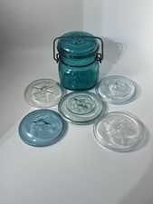 Vintage Teal Ball Ideal 1/2 Pint Bicentennial Eagle Mason Jar + 5 Lids