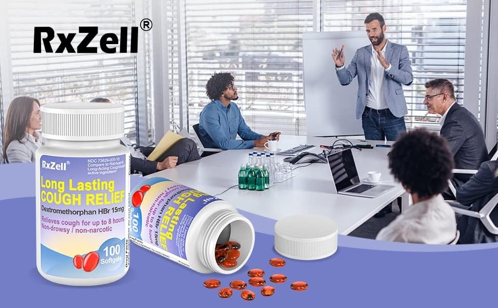 Adult Cough Relief, Dextromethorphan HBr 15mg (200 Softgels), 8 Hour Long Lastin