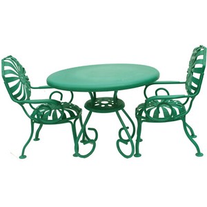Wrought Iron Green Doll Furniture Patio Set 1 Table 9 ...