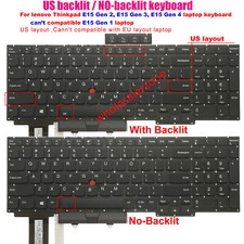US Backlit No-backlit Keyboard For Lenovo Thinkpad E15 Gen 2,E15 Gen 3,E15 Gen 4