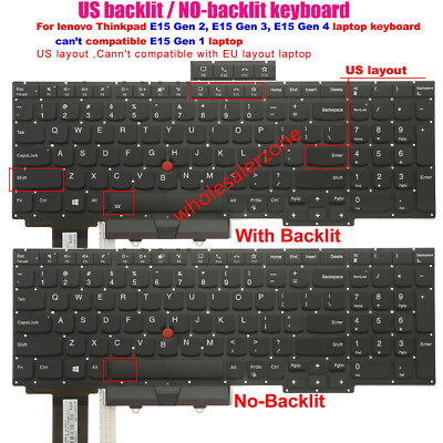 US Backlit No-backlit Keyboard For Lenovo Thinkpad E15 Gen 2,E15 Gen 3,E15 Gen 4