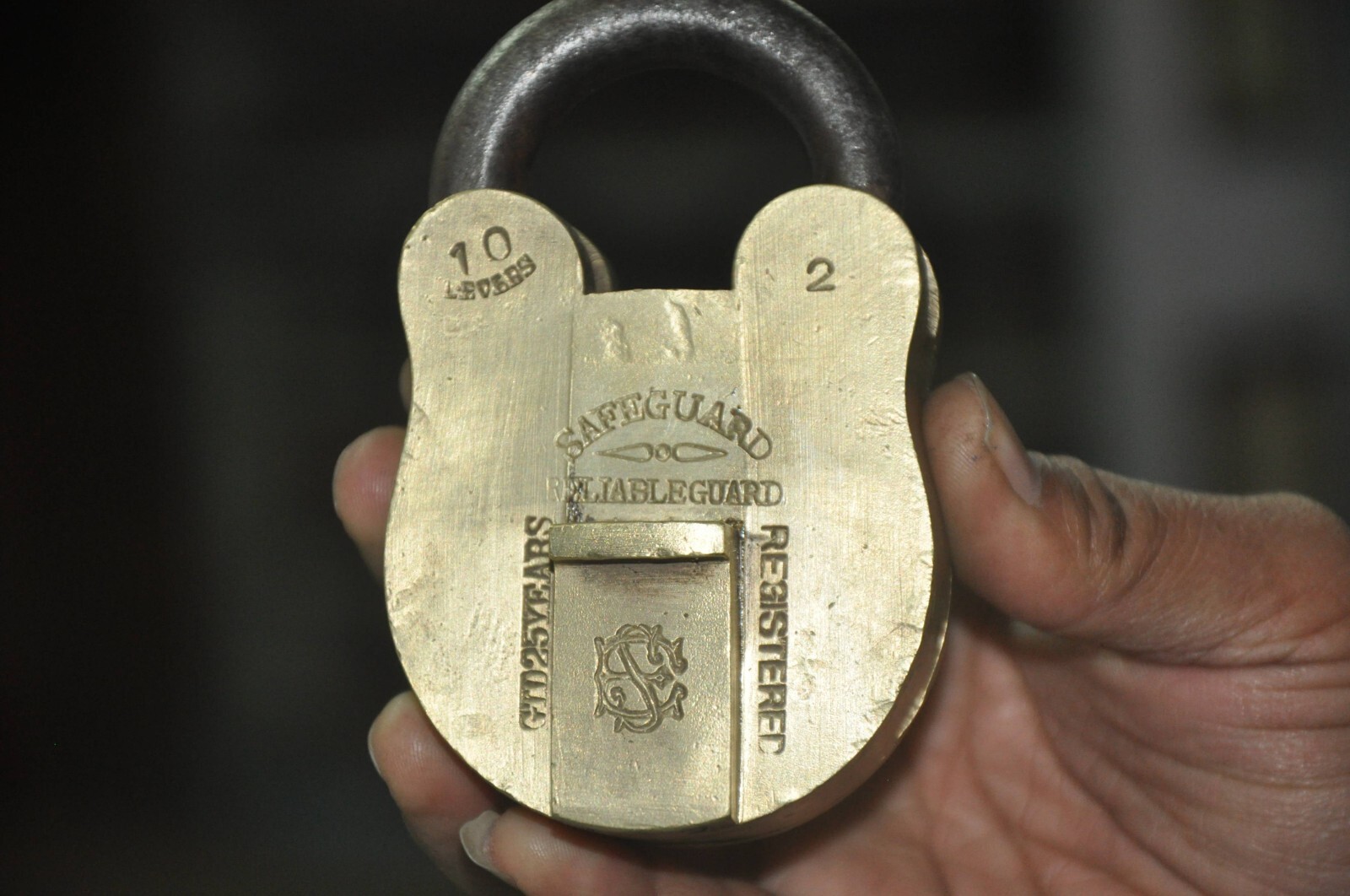 Vintage Brass Heavy 10 Levers Safeguard Solid Fine Padlock, Collectible