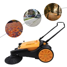 41 in Hand-push sweeper Walk-behind Rolling Sweeper Street Floor Road 55L Barrel