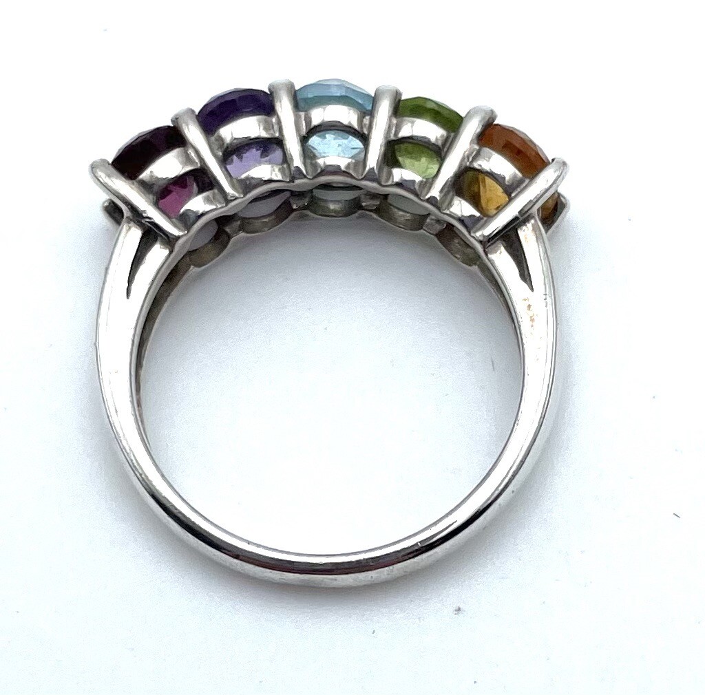 Sterling Silver Multi Gemstone Multicolor Rainbow… - image 5