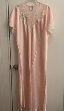Vintage Eve Stillman Nightgown Womens Sz SMALL Pink W/Lace Trim w/Applique 2