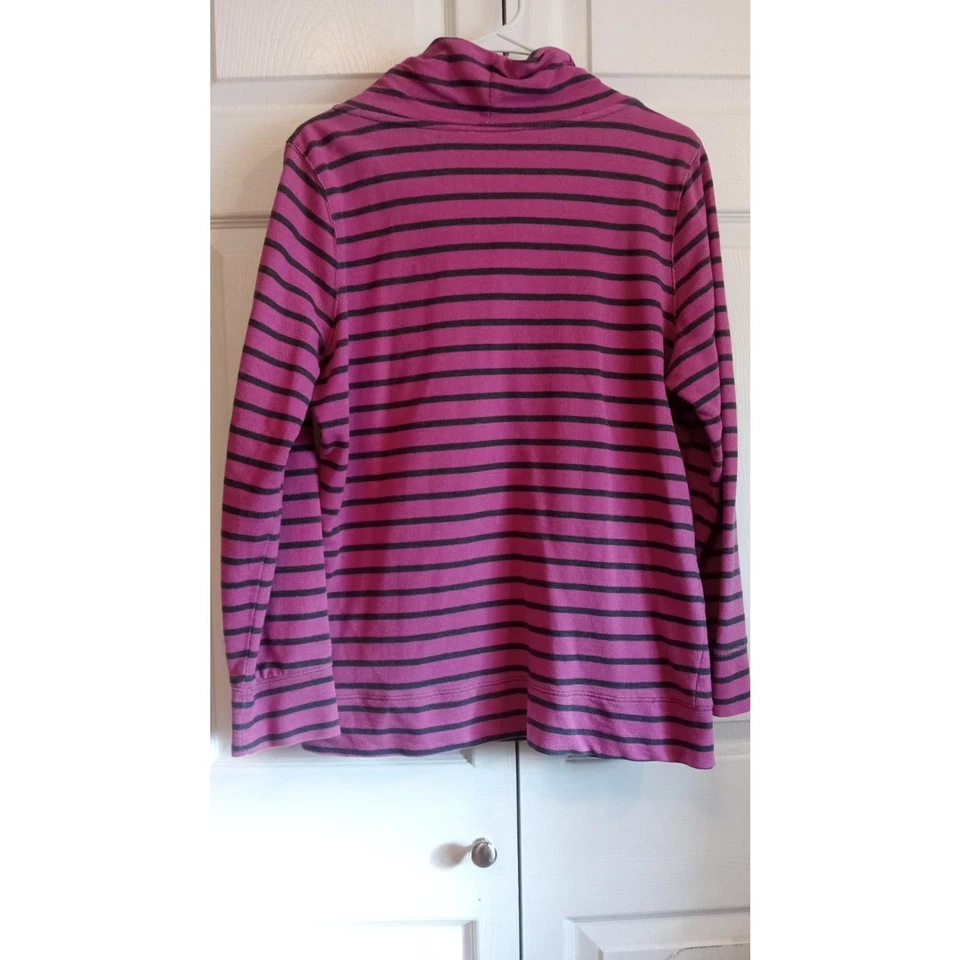 Suéter Allison Brittney Para Mujer Rosa con Rayas Negras Capucha Cuello XL Foto 2 de 4