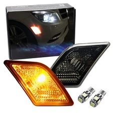 Smoke Lens Side Marker Lamps w/Amber LED Lights For Mercedes W204 C250 C300 C350