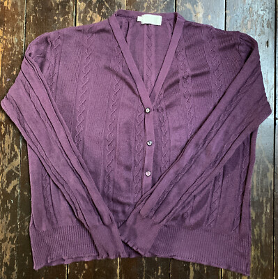 Vintage 90er TOAST Y2K lila BAUMWOLLE Viskose Knopfleiste Arran Pullover Cardigan S M