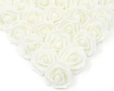 ✅ IPOPU Artificial Flowers Roses Heads, 100 Pcs Faux Flowers 100pcs Ivory