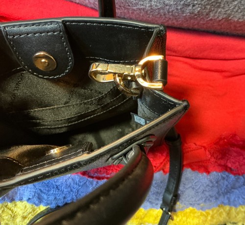 Michael Kors Mercer Black Pebble Grain Leather Mini CC Snap Crossbody Satchel - Picture 7 of 9