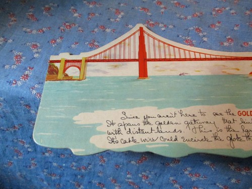 Old Postcard Golden Gate Bridge 9 7/8 Inches Wide Published E. F. Clements - Picture 4 of 6
