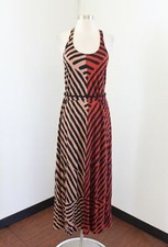 Ann Taylor Loft Black Orange Printed Racerback Maxi Dress Size XS Tie Belt