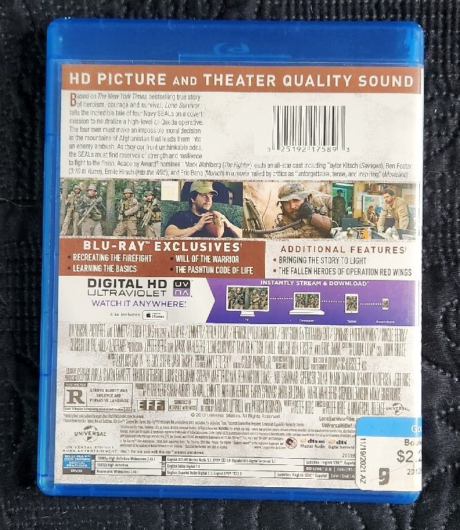Lone Survivor Blu-ray DVD Set Movie