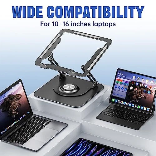 Adjustable 360° Rotating Grey Laptop Stand for Desk  