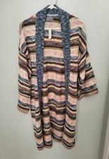 Anthropologie Lizzie Shimmer Knit Longline Cardigan Duster Kimono One Size