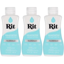 (3 Pack) Rit Dye - Aquamarine - 8oz Liquid Fabric Dye For Clothing Decor Crafts