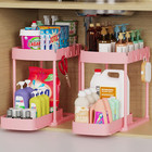 2 Pack Multi-Purpose Pull-Out Storage Organizers, under Sink , 12.8 Inch Pink