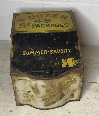 Antique VTG Sweet Cuba Fine Cut Tobacco 48 Package Store Countertop Tin Display