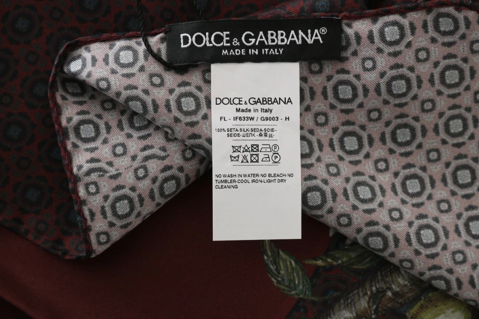 DOLCE & GABBANA Scarf Bordeaux 100% Silk Floral Wrap Women 50cm x 60m RRP $300 - Image 4 of 4