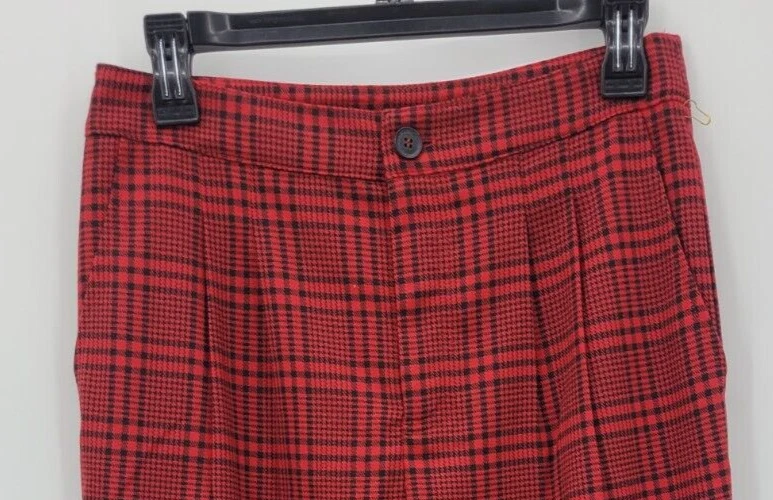 Pantalones Forever 21 para mujer medianos rojos negros pata de gallo cintura alta Academia Boho Foto 3 de 4