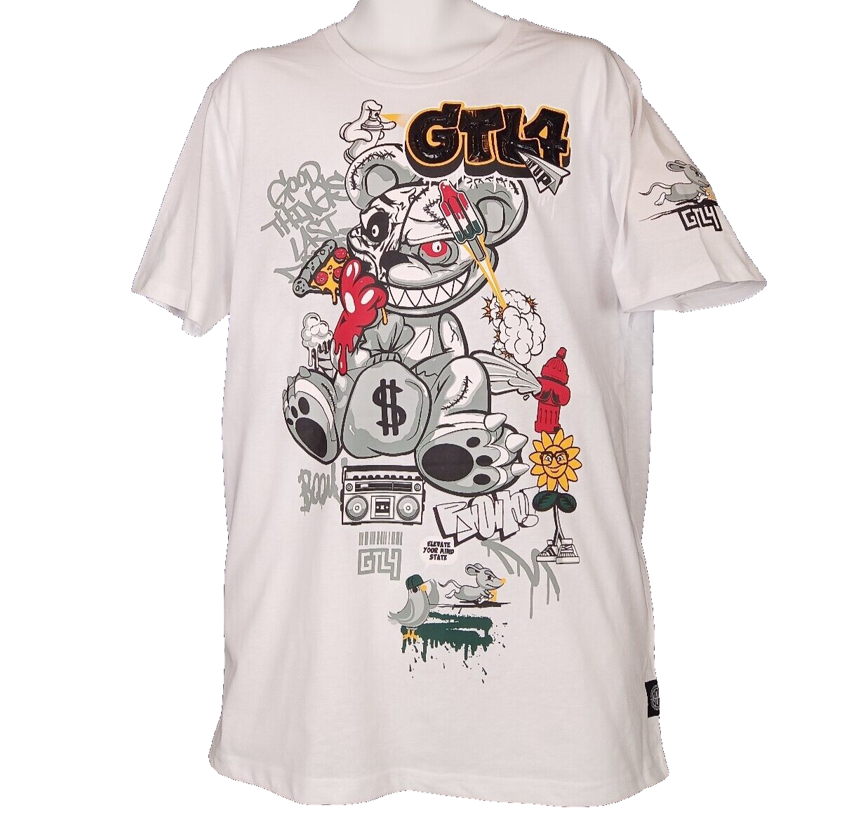 GTL4 Men's Graphic Print Graffiti WhiteT-Shirt Size XL | eBay