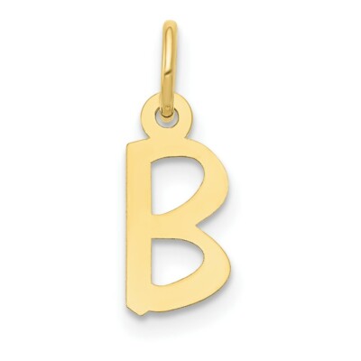 Real 10kt Yellow Gold Small Slanted Block Initial B Charm | eBay